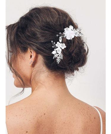 Unicra Silver Flower Wedding Hair Pins, Rhinestone Bridal Hair Piece (Pack of 2) - Buy Online on GoSupps.com