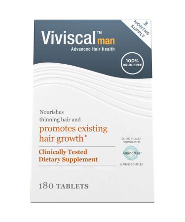 Viviscal Mens Hair Growth Supplements for Thicker Fuller Hair Clinically Proven with Proprietary Collagen Complex 180 Tablets - 3 Month Supply - Buy Online on GoSupps.com