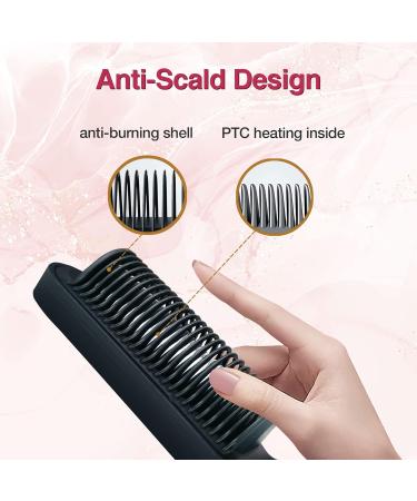 Black Hair Straightener Brush - Ionic Hair Styling Tool Fast Heating 5 Temp Settings Anti-Scald & Auto-Off Safety - Professional Hair Care for Women - Buy Online on GoSupps.com
