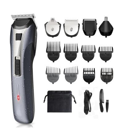 Beard Trimmer Hair Clippers Kit Shavers for Men 12 in 1 Trimmer for Men Body Groomer Men Cordless Nose & Ear Trimme with Stainless Steel Blades Professional Mens Grooming Kits
