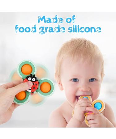 Vicloon Suction Cup Spinning Toys - 3 Silicone Baby Sensory Toys with Bite Ring for Ages 1-3 - Ideal Swimming Gifts - Buy Online on GoSupps.com