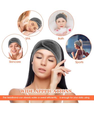 Sibba 3 Pack Spa Headband Adjustable Headband for Face Wash Makeup Beauty Facial Loop Yoga Headband Self-Adhesive Towel (Grey) - Buy Online on GoSupps.com