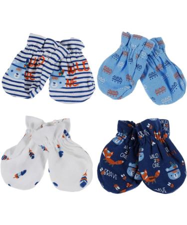 Lictin Newborn Baby Caps Mittens - 100% Cotton 4pcs Hats & 4 Pairs Scratch Gloves for Baby Girl 0-6 Months (Pink/Blue) - Buy Online on GoSupps.com