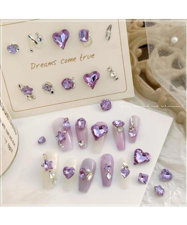 FEIlei 10 Pcs Heart Nail Charms Pointed Back Nail Art Charms Butterfly Nail Rhinestones - Buy Online on GoSupps.com