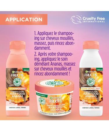 Garnier - Fructis Hair Food - Nourishing Shampoo for Lengths & Glow with Pineapple - Vegan Formula with 97% Natural Origin - For Long & Dull Hair - 350 ml - Buy Online on GoSupps.com
