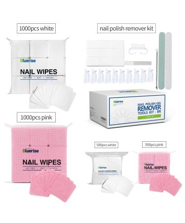 BLUERISE 1000Pcs Pink Nail Polish Remover Pads - Lint Free Nail Wipes for Eyelash Extension Glue Cleaning - Soft & Absorbable - 1000 Count - Buy Online on GoSupps.com