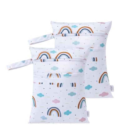 Hbselect 2PCs diaper bag Waterproof reusable diaper bag bag with zipper wet wipes organizer for babies and toddler rainbow * 2
