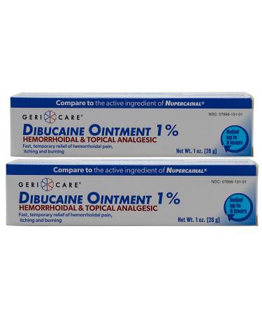 GeriCare Dibucaine Hemorroid Ointment 1% | Hemorroidal & Topical Analgesic, 1oz (2 Pack) 1 Ounce (Pack of 2)