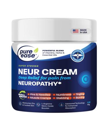 Neuropathy Pain Relief for feet Cream 2oz - Maximum Strength Nerve Pain Relief for Hands Legs Toes Fast-Acting Formula with Nitric Oxide Booster Liposomal Technology & Natural Ingredients Neuropathy Cream 2 Ounce
