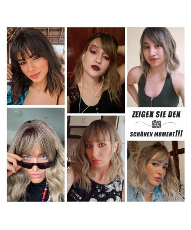 Buy Testar Short Brown Wig with Ombre Gray Blonde Hair | Natural Wavy Bob Synthetic Wig for Women & Girls | Perfect for Daily & Party Wear - Buy Online on GoSupps.com