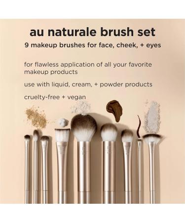 Real Techniques Au Naturale 9 Piece Makeup Brush Set - Perfect for Fluid Cream & Powder Foundation Eyeshadow Blush - Cruelty-Free Gift Set in Gold - Buy Online on GoSupps.com