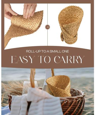Packable Handmade Straw Sun Visors for Women - Khaki Beach Hat - Buy Online on GoSupps.com