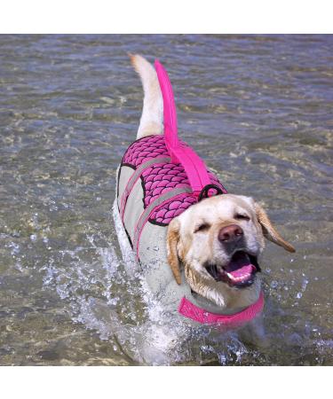 ASENKU Dog Life Jacket - Ripstop Vest with Reflective Strip | Pink Shark XS | Dog Lifesaver Swimsuit for Swimming and Boating - Buy Online on GoSupps.com