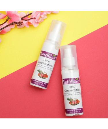 NUTRIGLOW Deep Cleansing Milk - Brighten & Nourish Skin with Fruit Extracts & Vitamin E | 120ml x 2 Pack - Radiant Glow - Buy Online on GoSupps.com