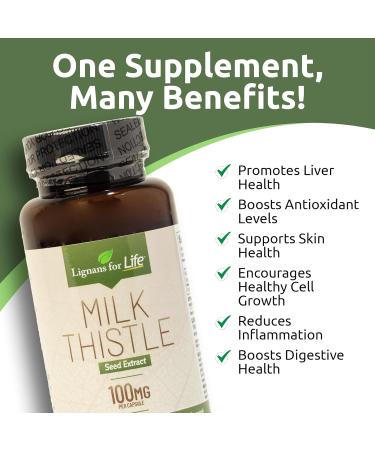 Lignans For Life Milk Thistle Seed Extract Herbal Supplement for Dogs 100mg - 60 Vegetarian Capsules Canine Liver Health - Buy Online on GoSupps.com