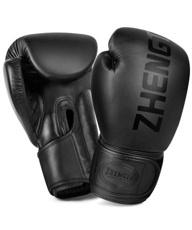 ZTTY Boxing Gloves Kickboxing Muay Thai Punching Bag MMA Pro Grade Sparring Training Fight Gloves for Men & Women 6oz BLACK