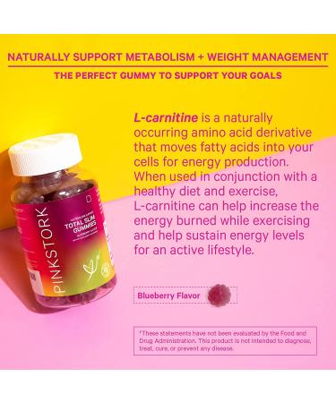 Pink Stork Total Slim Gummies - Sugar-Free Energy Gummy for Women - Metabolism and Post-Workout Support - 60 Blueberry Gummies - Buy Online on GoSupps.com