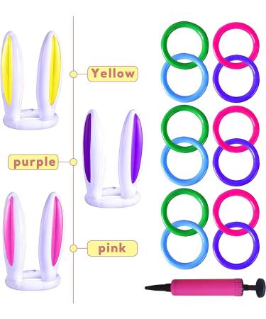 Inflatable Bunny Easter Ring Toss Game - 3 Pack Rabbit Ears Hat with Rings for Kid's Fun - Indoor Outdoor Party Game - Buy Online on GoSupps.com