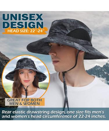 EINSKEY Waterproof Wide Brim Sun Hat in 05 Dark Grey Camo - Unisex Bucket Hat for Fishing, Hiking, Safari - Foldable Boonie Hat for Garden and Beach - Buy Online on GoSupps.com