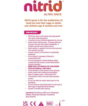 Nitrid Ultra Head Lice Treatment Spray & Comb - 100% Effective on Lice & Eggs | 2mins Treatment | Includes 120ml Spray & Nit Comb | 2023 New Formulation - Buy Online on GoSupps.com