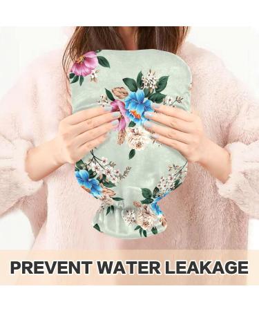 NAANLE Hot Water Bottle with Cover - Blue Pink Floral 1L for Back Pain Relief Hand & Foot Warmer Neck Heat & Cold Therapy - Buy Online on GoSupps.com