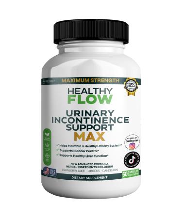 GREENVIFY Healthy Flow Urinary Incontinence Support Max 60 Veggie Capsules Cranberry Juice Hibiscus Dandelion Formula 30 Day Supply (1)