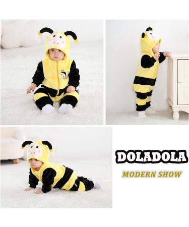 Doladola Unisex Baby Toddler Romper Jumpsuit Hooded Cartoon Sleepsuit 12-18 Months - Bee Design - Buy Online on GoSupps.com