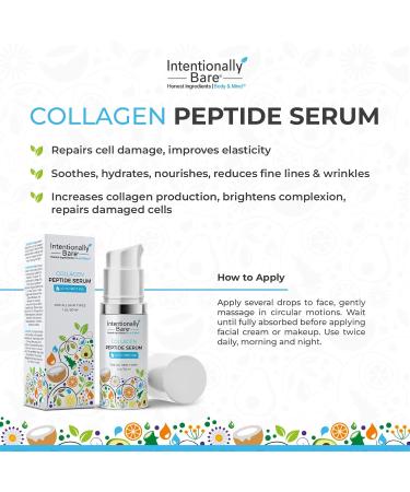 Intentionally Bare Collagen Serum with MCT Oil - Anti-Aging Peptide Formula for Fine Lines - Hydrating Hyaluronic Acid - 1oz - Ideal for All Skin Types - Buy Online on GoSupps.com