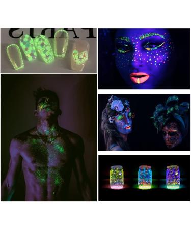 10 Color Festival Glitter Eye Body Glitter Glow in The Dark Luminous Hexagons Chunky Glitter for Acrylic Nail Hair Face Resin Art Crafts Glitter Flakes Makeup Artist for Cosmetic Festive Decoration - Buy Online on GoSupps.com