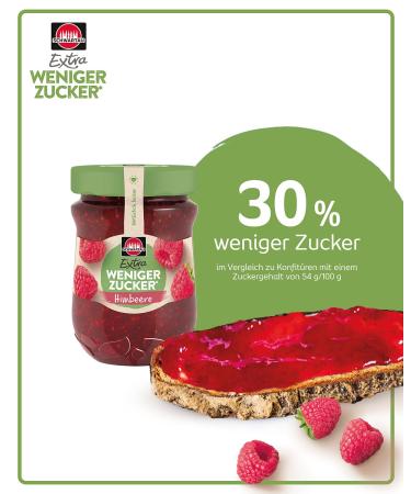 Schwartau Extra Less Sugar Raspberry Fruit Spread - Reduced Sugar 300g | Buy Internationally - Buy Online on GoSupps.com