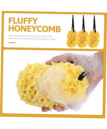 Hemoton 3pcs Honeycomb Bath Ball Scrubber | Natural Polyurethane Body Loofah & Shower Sponge for Men - Portable Bath Accessories - Buy Online on GoSupps.com