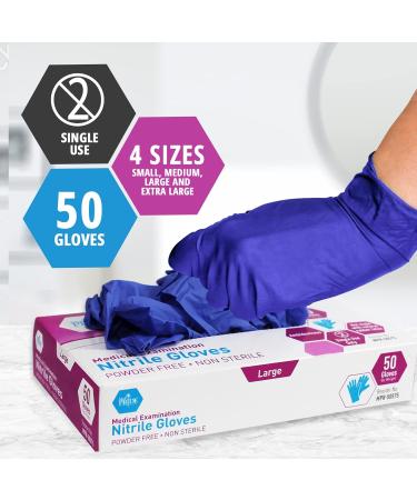 Med Pride Nitrile Medical Exam Gloves - Pack of 50 Medium, Disposable, Powder & Latex-Free for Doctors, Nurses, Hospital & Home Use - Buy Online on GoSupps.com