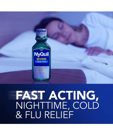 Vicks NyQuil SEVERE Cold and Flu Relief Liquid Medicine - Maximum Strength 9-Symptom Nighttime Relief - 8 FL OZ - Buy Online on GoSupps.com