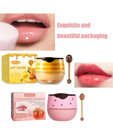 Lip Sleeping Masks Strawberry Lip Mask And Lip Sleeping Mask Honey Moisturizing Lip Balm Set for Dry Chapped Peeling Cracked Lips Lighten Dark Lip Color Wrinkle Lip Repair Protection Lip Balm Set - Buy Online on GoSupps.com