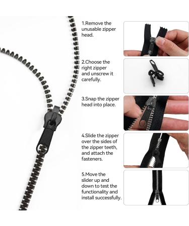 24 Pack Metal Zipper Replacement Set - Universal Zipper Pulls for Coats Suitcases & Backpacks - Black Zipper Repair Kit - Buy Online on GoSupps.com