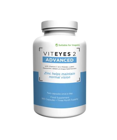 Viteyes 2 Advanced - Vegan AREDS2 Based Formula - 90 Days Supply (180 Capsules)