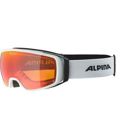 Alpina Double Jack Plnt Q-Lite-mirrored contrast-enhancing OTG Ski goggles with 100% UV protection for adults unit size White Matt