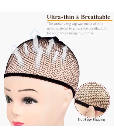 MORGLES 6pcs Black Mesh Net Wig Caps - Weaving Hair Net for Close End Fishnet Wig Cap - Buy Online on GoSupps.com