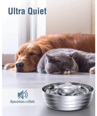 Stainless Steel Cat Water Fountain 3.6L - Automatic Pet Fountain for Dogs and Cats - Ultra-Quiet Pump - Multiple Pet Water Bowl Dispenser - Sliver - Buy Online on GoSupps.com