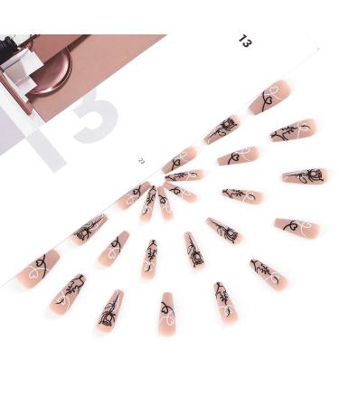 Sethexy Pink Matte Coffin False Nails - Long Ballerina Acrylic Press-On Nails for Women & Girls - 24 Hour Wear with Floral Design - Buy Online on GoSupps.com