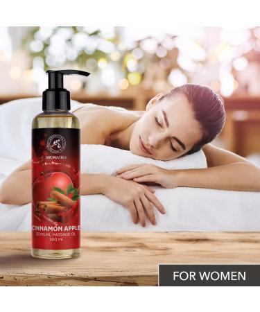Buy Sensual Cinnamon Apple Massage Oil 200ml - Edible Kissable Body Oil with Almond Grape Seed & Macadamia Oils - Perfect for Couples - Buy Online on GoSupps.com