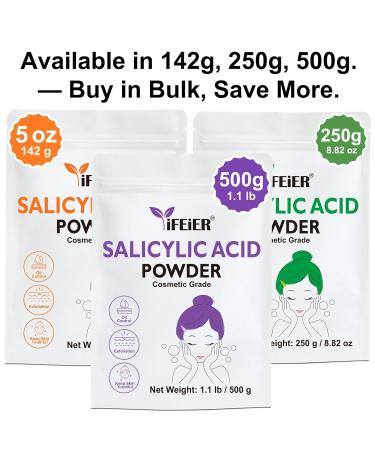 iFEiER Pure Salicylic Acid Powder | Cosmetic Grade Salicylic Acid 1.1 LB (500 g) | Original Ingredients for DIY BHA Exfoliant for Skincare Body Hair & Industrial Use | Make Serum - Buy Online on GoSupps.com