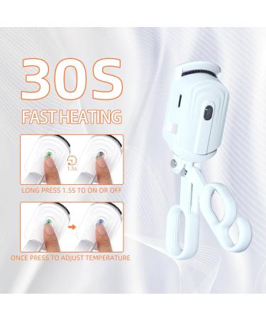 Heated Eyelash Curler Long-Lasting Curl - JINCUIY Eyelash Curlers Fast Heated Eyelash Curlers 3 Temperature Levles Anti-scalding Design Rechargeable Eyelash Curler White - Buy Online on GoSupps.com