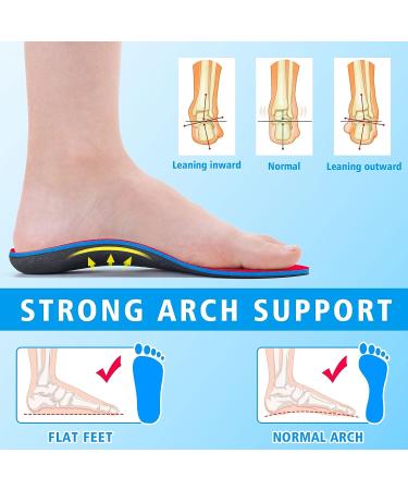 Orthotic Arch Support Insoles for Flat Feet & Plantar Fasciitis Relief - Women 8-8.5 | Men 6-6.5 - Buy Online on GoSupps.com