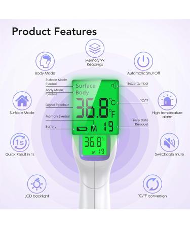 Wawech Baby Fieberthermometer Contactless Digital Infrared Thermometer 3-in-1 for Adults & Children with LCD Display 99 Memory Fever Alarm Purple - Buy Online on GoSupps.com