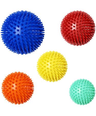 Firschoie 5 pieces massage balls hard hedgehog balls massage ball hedgehog balls massage balls ideal for massaging hands legs shoulders buttocks and foot muscles (Lau 10/red 9/orange 8/yellow 7/cyan 6 cm) - Buy Online on GoSupps.com