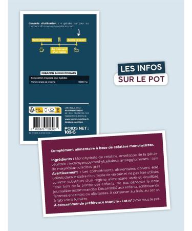 Creatine Monohydrate Energy & Strength Tested in an independent laboratory Made in France AqeeLab Nutrition: the eco-friendly brand (120 capsules) - Buy Online on GoSupps.com