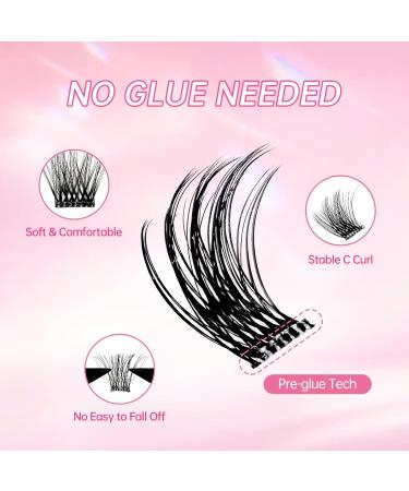 Beauty7 Self Adhesive Eyelashes - No Glue Needed Reusable Lash Clusters (40pcs) for DIY Lash Extension | Dense Fan Clusters - Buy Online on GoSupps.com