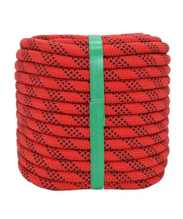 YUZENET Braided Polyester Arborist Rigging Rope (3/8inch X 100feet) High Strength Outdoor Rope for Rock Climbing Hiking Camping Swing, Red/Black