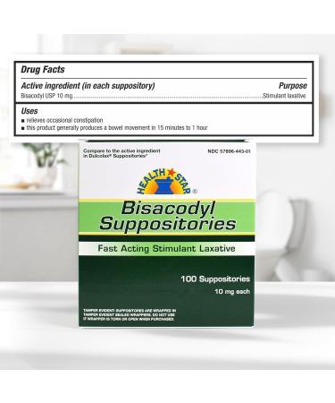 Bisacodyl Suppositories 10mg Fast-Acting Laxative for Constipation Relief Rectal Suppository for Adults- Stool Softener Medicated Suppositories- Daily Stimulant Laxative (100 Count) (Pack of 2) 100 Count (Pack of 2) - Buy Online on GoSupps.com